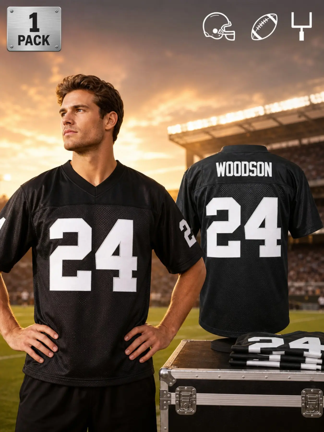 Men's Las Vegas#24 #34 Embroidered American Football Jersey Loose Breathable Short Sleeve Pullover Sportswear Classic Retro Mesh Shirts For Adults Soccer Uniform Suitable for Street Wear Hip Hop Football Style Daily Party Training