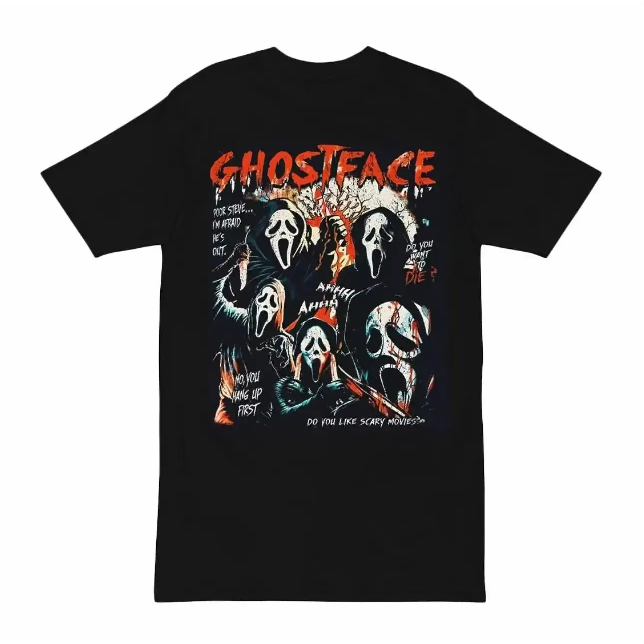 Ghostface Vintage 90s Graphic T-Shirt, Scream Horror Movies Shirt, Ghost Face Classic Retro Tees Gift For Women and Man Unisex T-Shirt Human Menswear Soft, shirt for women Love Print t shirts for women Everyday Comfy Day