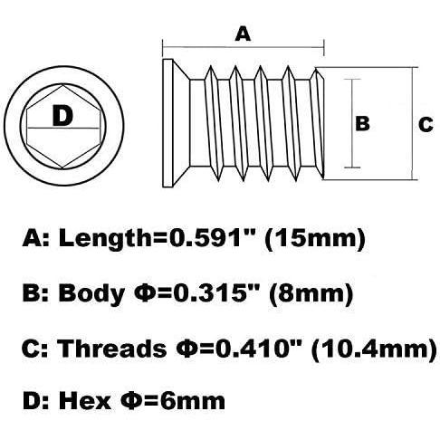 1/4-20 Hex Drive Threaded Inserts for - 40 count 1/4-20 Hex Drive Threaded Inserts for - 40 count