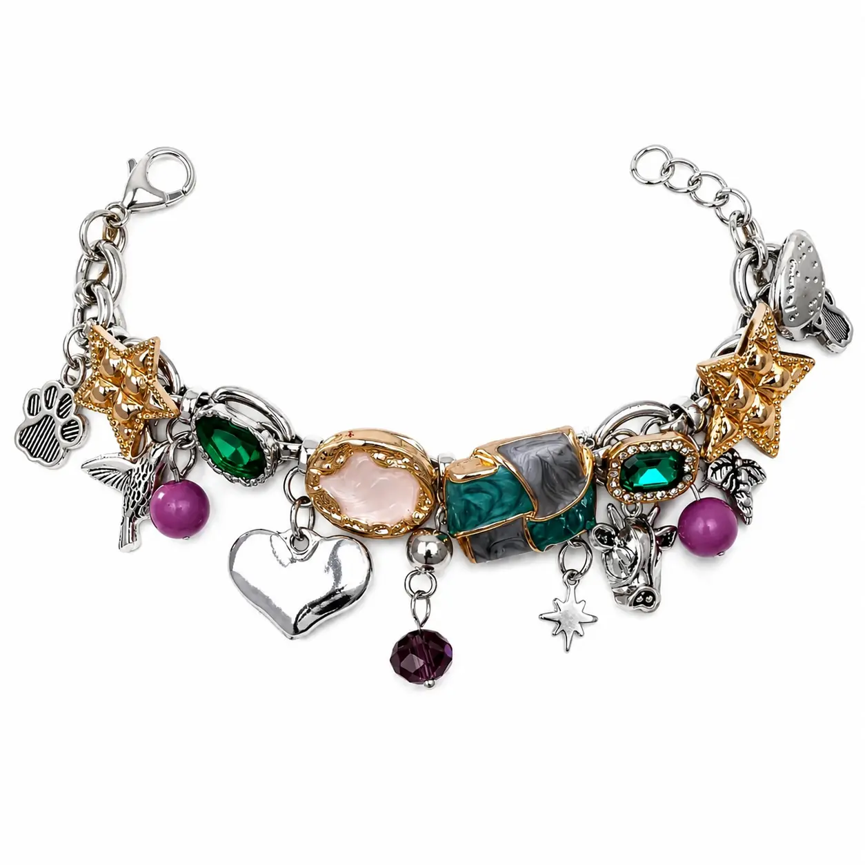 Women's Hand-Painted Vintage Enamel Bull & Bee Pendant Necklace - Delicate Star Charm, Layered Bohemian-Inspired Chains, Lightweight Hypoallergenic Metal Coated Stainless Steel Jewelry, Ideal for Festivals & Everyday Wear