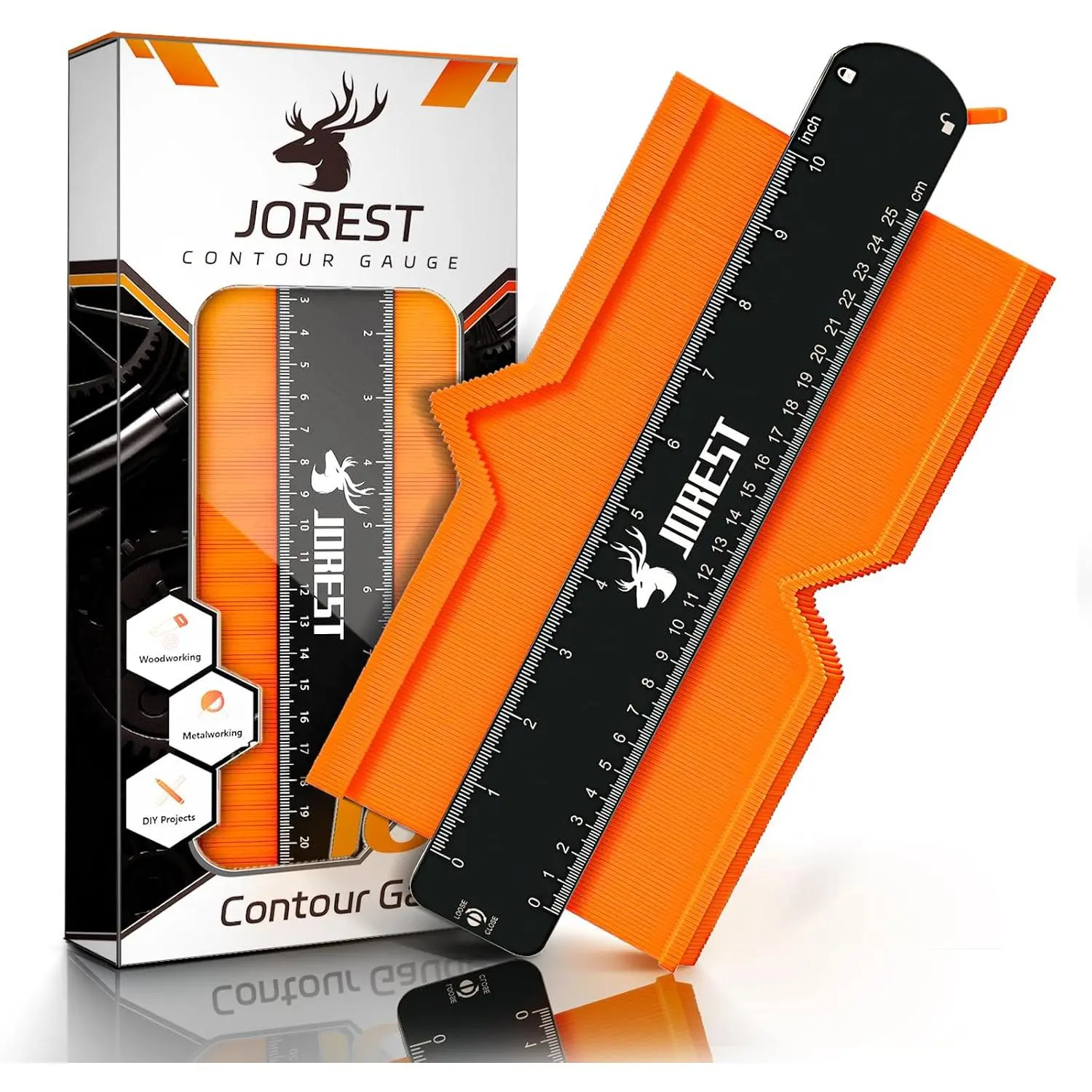 Gauge with Lock (10 Inch), Gift Ideas for Men Dad Carpenter Handyman, Tool with Measuring for Tile Flooring, Carpet laying, Woodworking, Measuring Angle/Shape/Outline/Edge