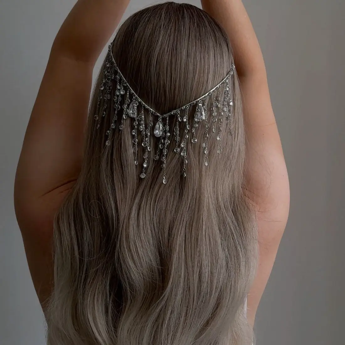 Rhinestone Bridal Headpiece, Whimsical Boho Tassel Forehead Chain for Women, Wedding Ceremony & Party Hair Jewelry, Whimsical Hair Accessories, Bridal Shower