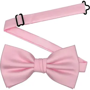 Men's Adjustable Strap Plain Bow Ties - Classic Solid Color, Easy to Clean Pre-Tied Bowties for Adults' Business, Wedding Events