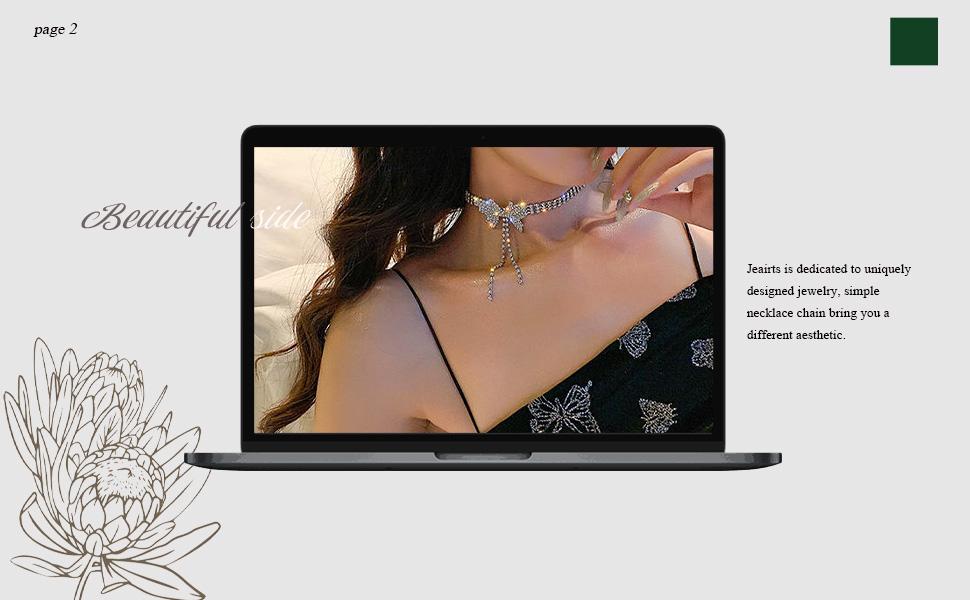 Rhinestone Choker Necklace Silver Diamond Row Necklaces Sparkly Crystal Prom Jewerly for Women