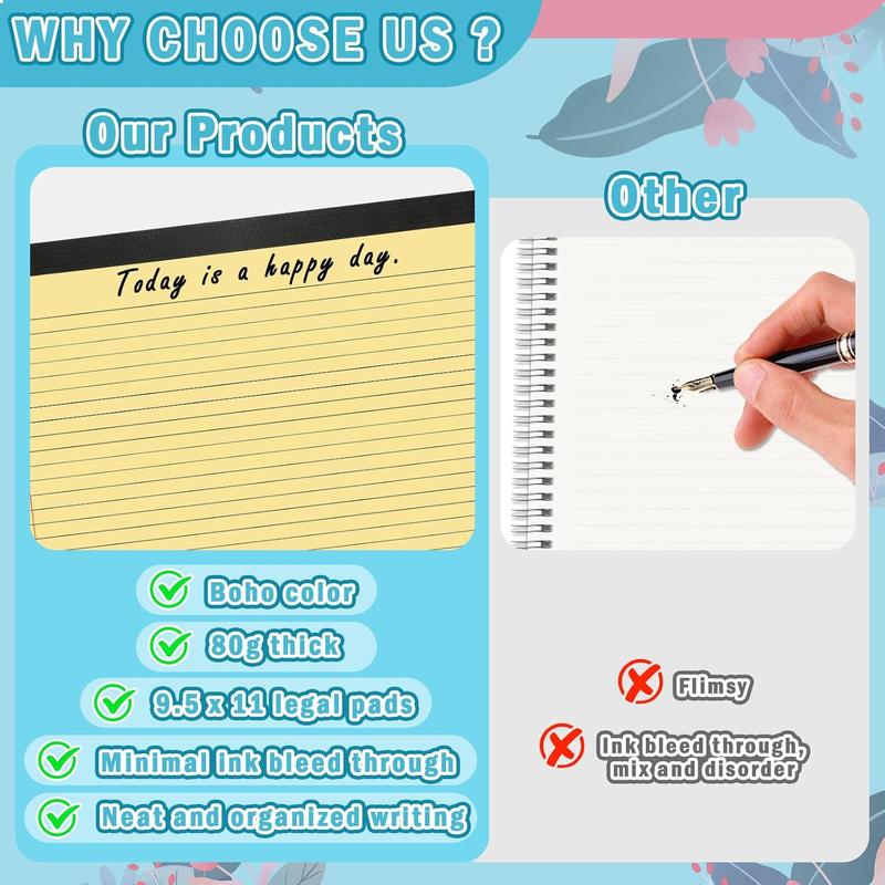 4 count 9.5" x 11" Legal Pads College Ruled Lined Pad 80 GSM Pastel Colored Notepad 40 Sheets Horizontal Lined Notebooks for Writing  Office School Work Business  Grocery Lists