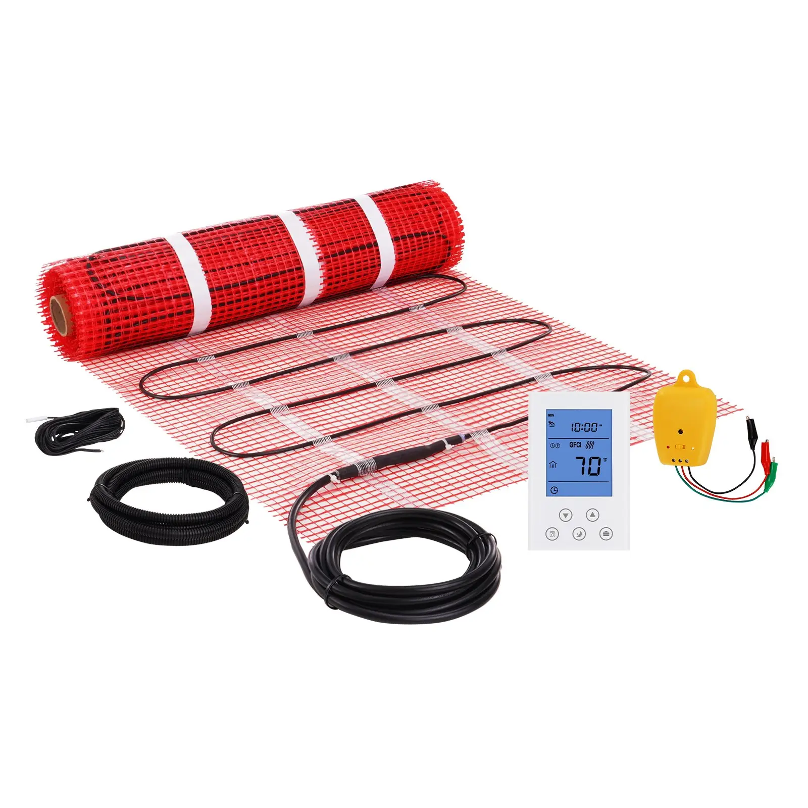 VEVOR Floor Heating Mat, 30 Sq. ft, Electric Radiant In-Floor Heated Warm System with Digital Floor Sensing Thermostat, Includes Installation Monitor, Adhesive Back for Easy Installation on The Floor