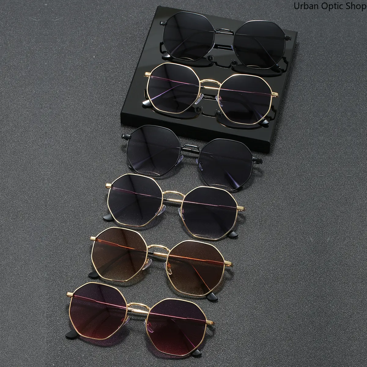 XUH Retro Octagonal Unisex Sunglasses - Lightweight Nylon TR90 & Metal Frame, Multi-Color Gradient Tint Lenses, Lightweight Design Eyewear for Men's Sunglasses, Casual Wear, Funky Unique Accessories