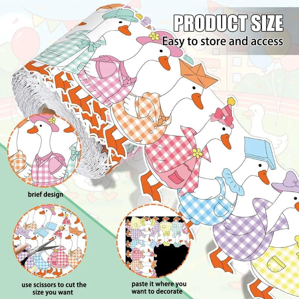 65 ft Classroom Borders for Bulletin Board Silly Goose Bulletin Board Borders Colorful Whiteboard Trim for Back to School Classroom Library Chalkboard Wall Decor