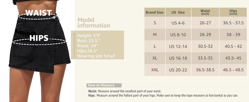 Luvamia Denim Skorts for Women Cargo Faux Wrap Jean Skort Skirts Stretchy High Waisted Skirt Shorts Country Concert Wear Womenswear