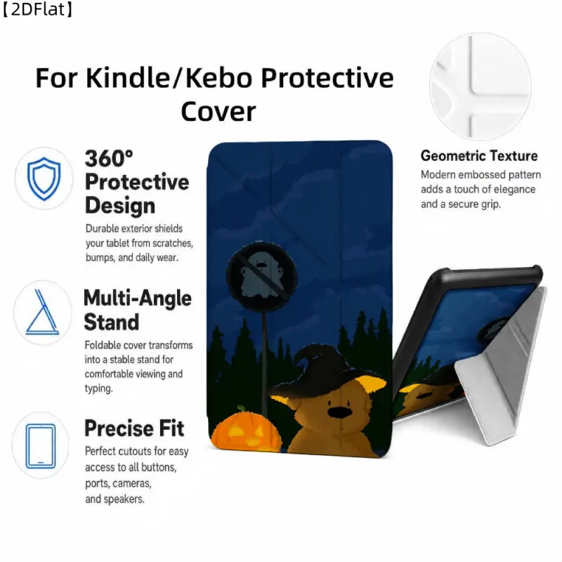 For Kindle/Kobo/Tolino Case, with stand Halloween Night Scene With Cat And Pumpkin for New Kindle 11Th 2019, for Kindle 11th Generation Case for Kindle 11Th (2022/2024), 6-Inch, 7-Inch Kindle Paperwhite 12Th Generation 2024 Vision Color (2024) /Vision 6 (