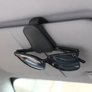 Sunglasses Holders For Car, Magnetic Genuine PU Leather Sunglasses Clip For Car Visor, Glasses Hanger Clip, Car Interior Visor Accessories