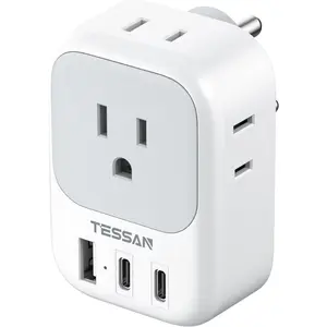 US to India Plug Adapter, Type D Travel Adapter with 4 Outlets 3 USB (2 USB-C), Power Adaptor for USA to India Nepal Maldives Pakistan Bangladesh Sri Lanka Bhutan Yemen.