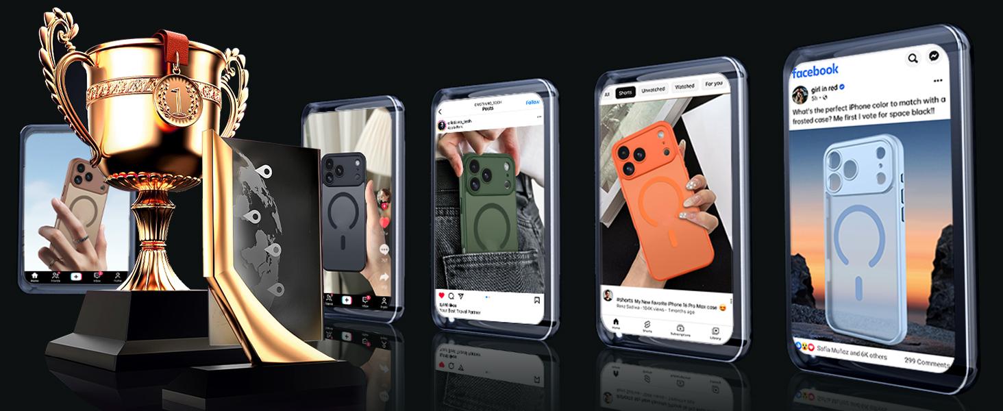 For iPhone 17 Pro Max Cases 16 15 14 13 12 Pro Max case ,[Upgraded Full Camera Protection] [Compatible with Magsafe] [Translucent Matte] Drop Protection Shockproof Protective Phone Cover case