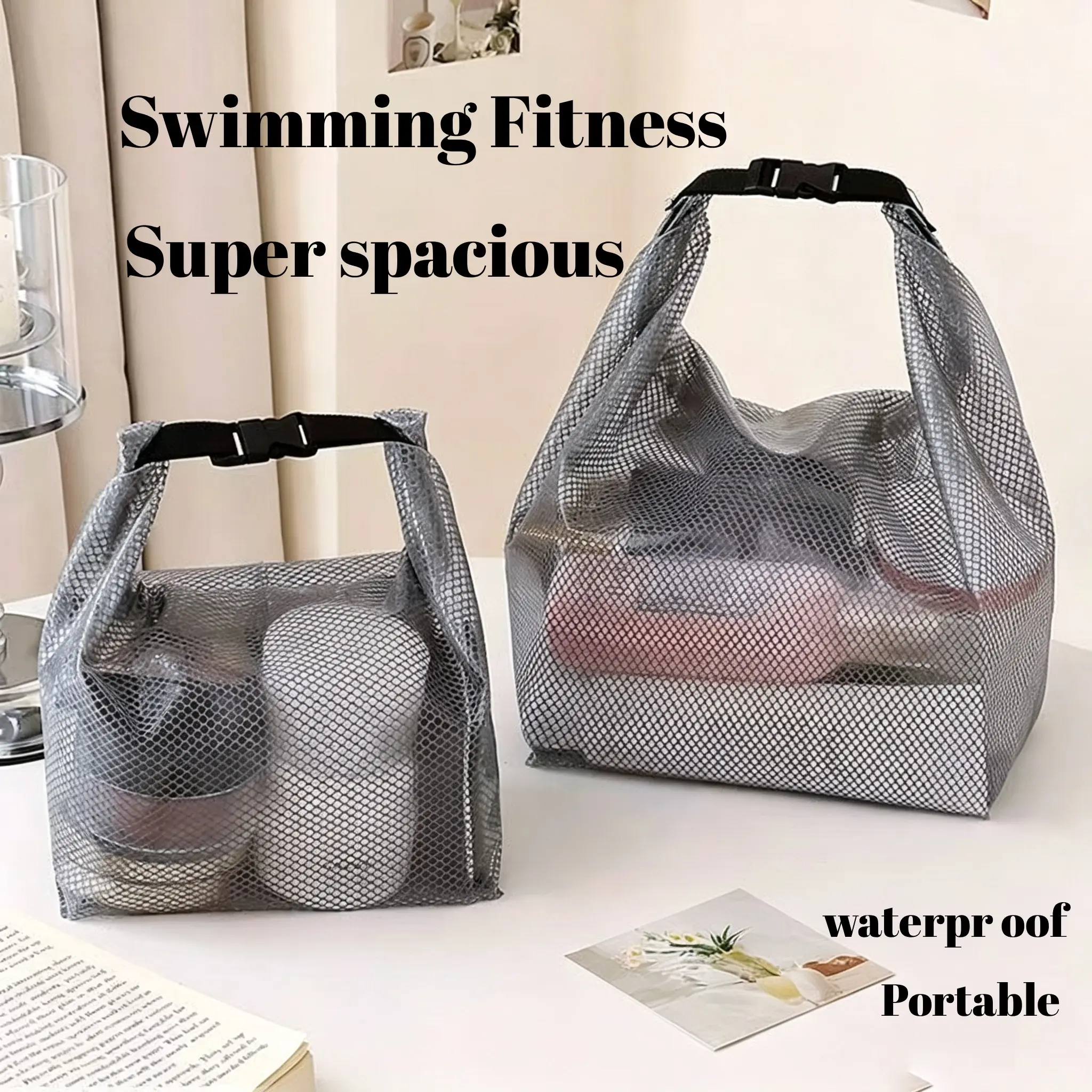 Large Drawstring Wet/Dry Bag, Waterproof & Foldable Unisex Gym Sack for Swimming, Travel Gear, and Dry Storage, Spacious