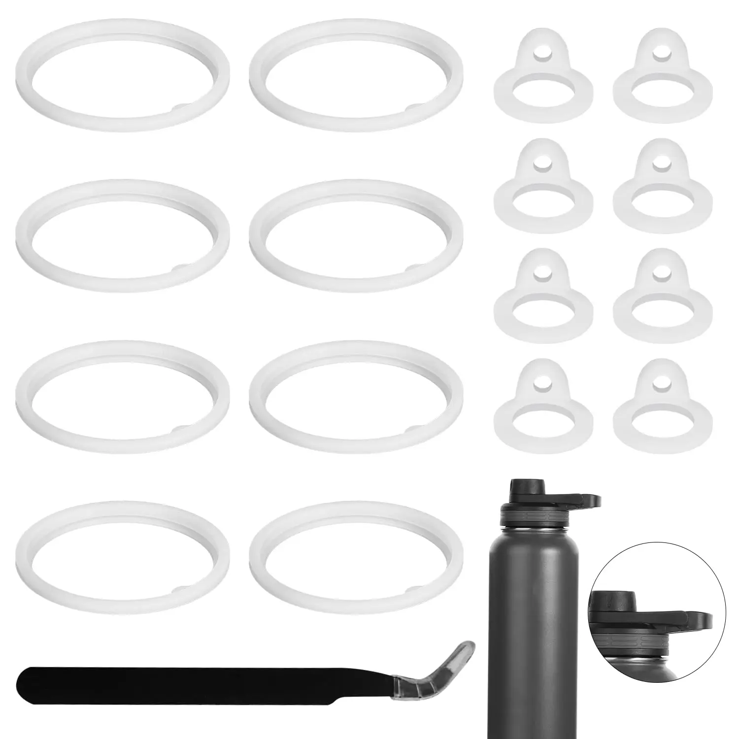 17 count Water Bottle Lid  for Thermoflask 24/32/40/64oz, Water Bottle Gasket  Accessories Part O Ring  Seal Ring Compatible with Thermoflask Spout Lid