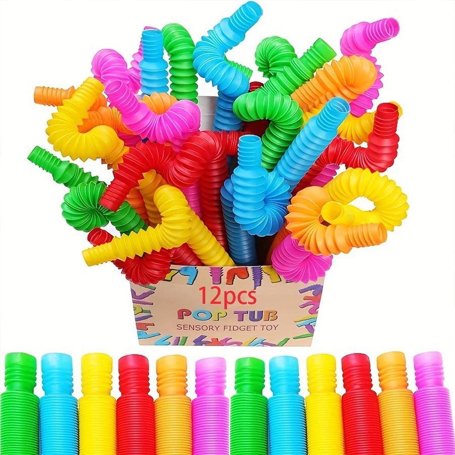 Random Color Sensory Tube Toy, 20/140pcs Colorful Decompressing Toy, Fine Motor Skills Toy, Unique Basket Filler, Rainbow
