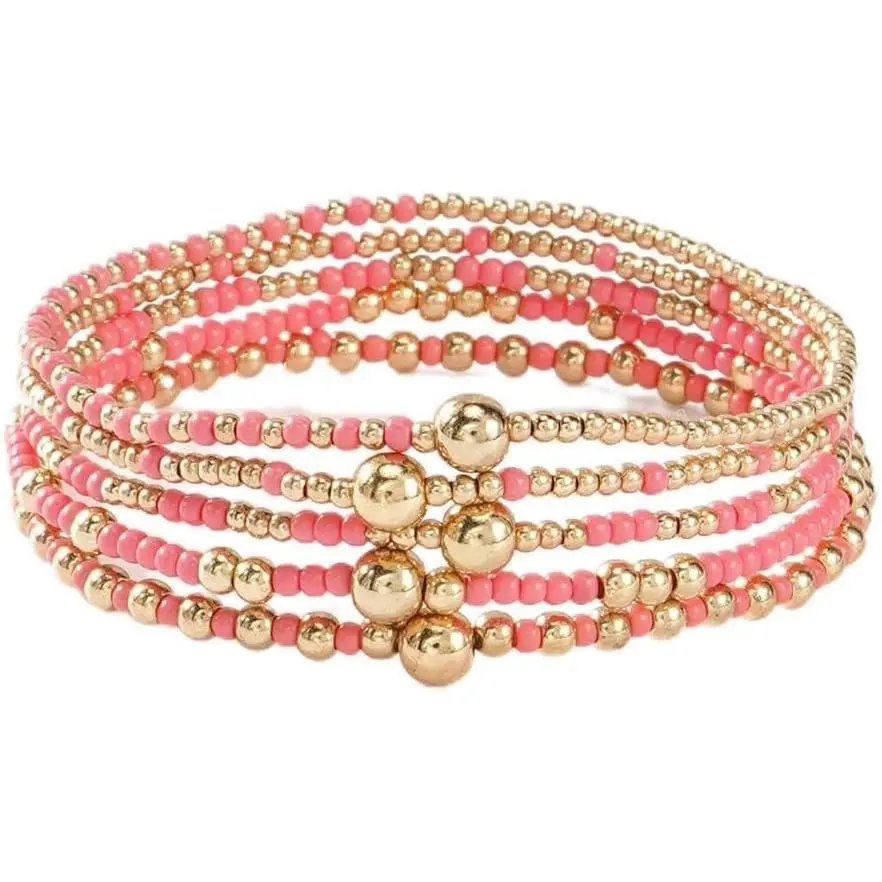 Bohemian Multi-Layer  Beaded Stackable Bracelet Surfer Heishi  Beaded Elastic Bracelet Friendship Wristband Women and Men Beach