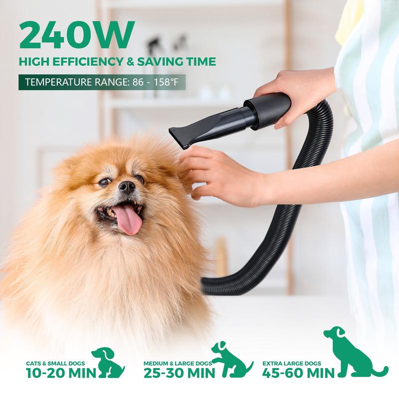 NOVA Dog Hair Dryer 2400W Professional Pet Grooming Dryer Adjustable Speed W/4 Nozzles