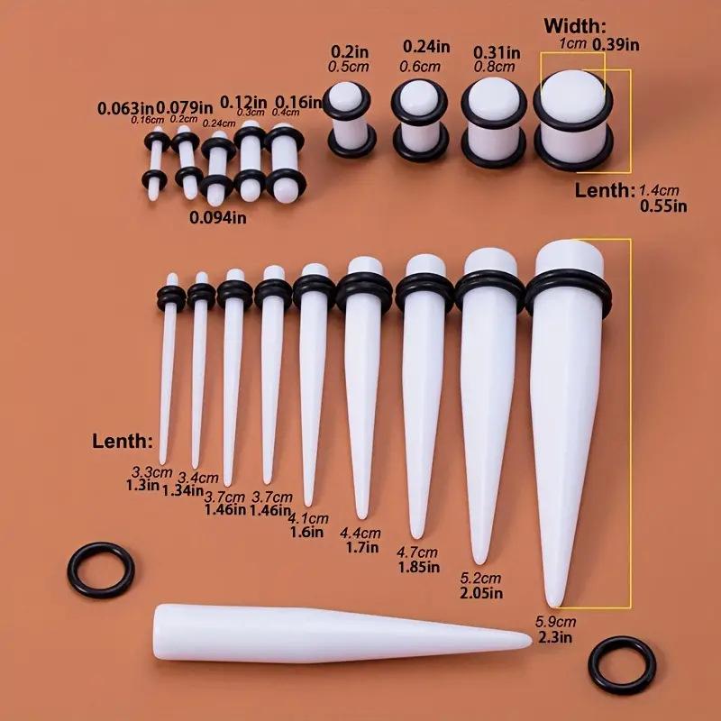 126Pcs Acrylic Taper Ear Stretching Kit, 14G-00G Ear Gauges Stretching Set with O-Rings, Hypoallergenic Ear Tapers for Piercing Stretching for Women Men