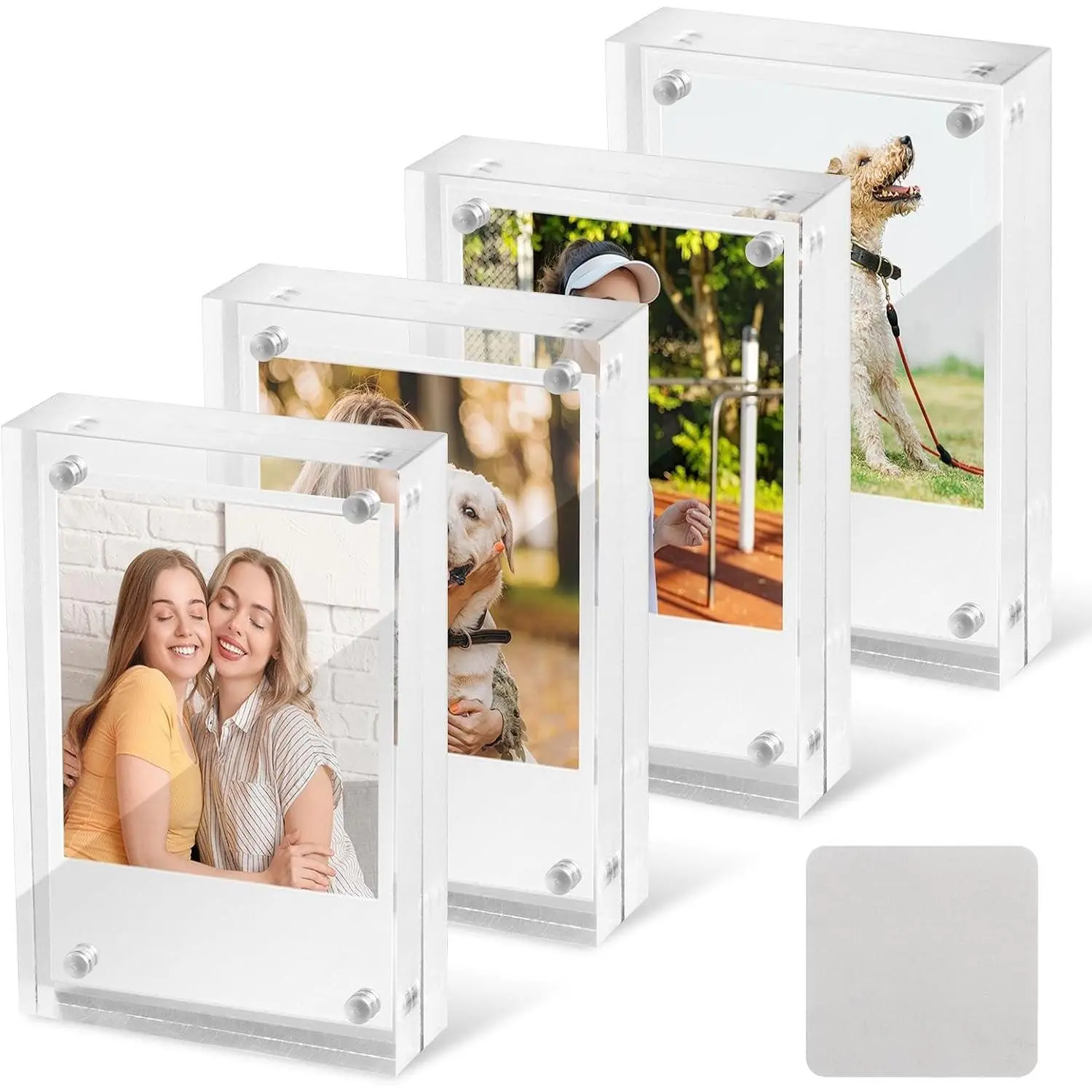 4 Pack   Picture Frame, 2.5x3.5 Inch, 10+10 mm Thick Block, Clear Mini Frames for  Photos, Wallet Size   Frame for Tabletop Display (COLOR:Clear)