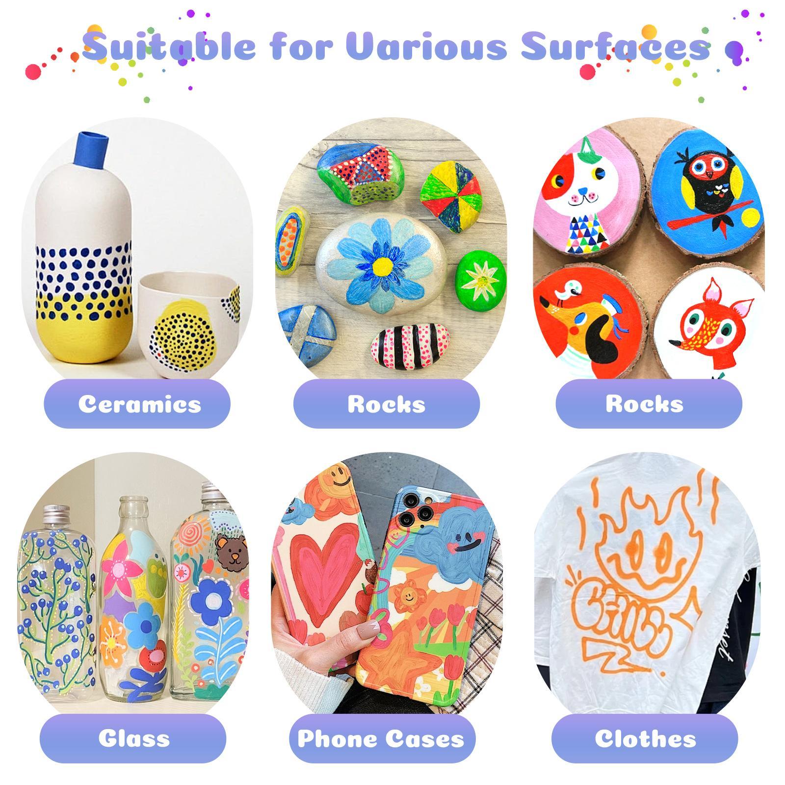 Acrylic Paint Marker Set, 1 Set Dual Tip Acrylic Paint Pens, Glass Marker Pens with Brush Tip and Fine Tip, Paint Pens for Rocks, Wood, Canvas, Stone, Ceramic Surfaces, Acrylic Markers