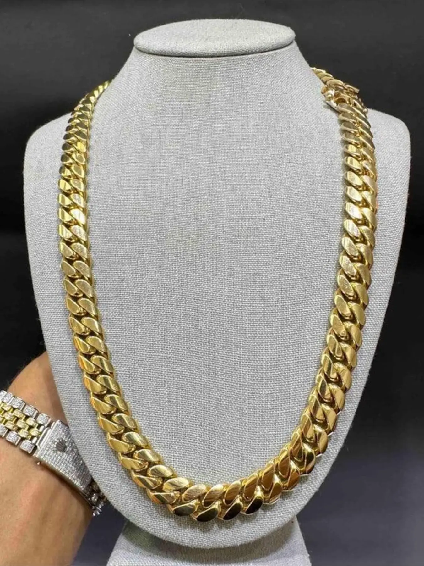 18mm Gold-Plated Miami Cuban Chain Necklace, Chunky Necklace, Thick and Bold Dragon Claw Clasp Cuban Chain, Heavy Chain Street Style Accessories, Gift Box Packaging, Necklace for Holidays, Perfect Gift Choice