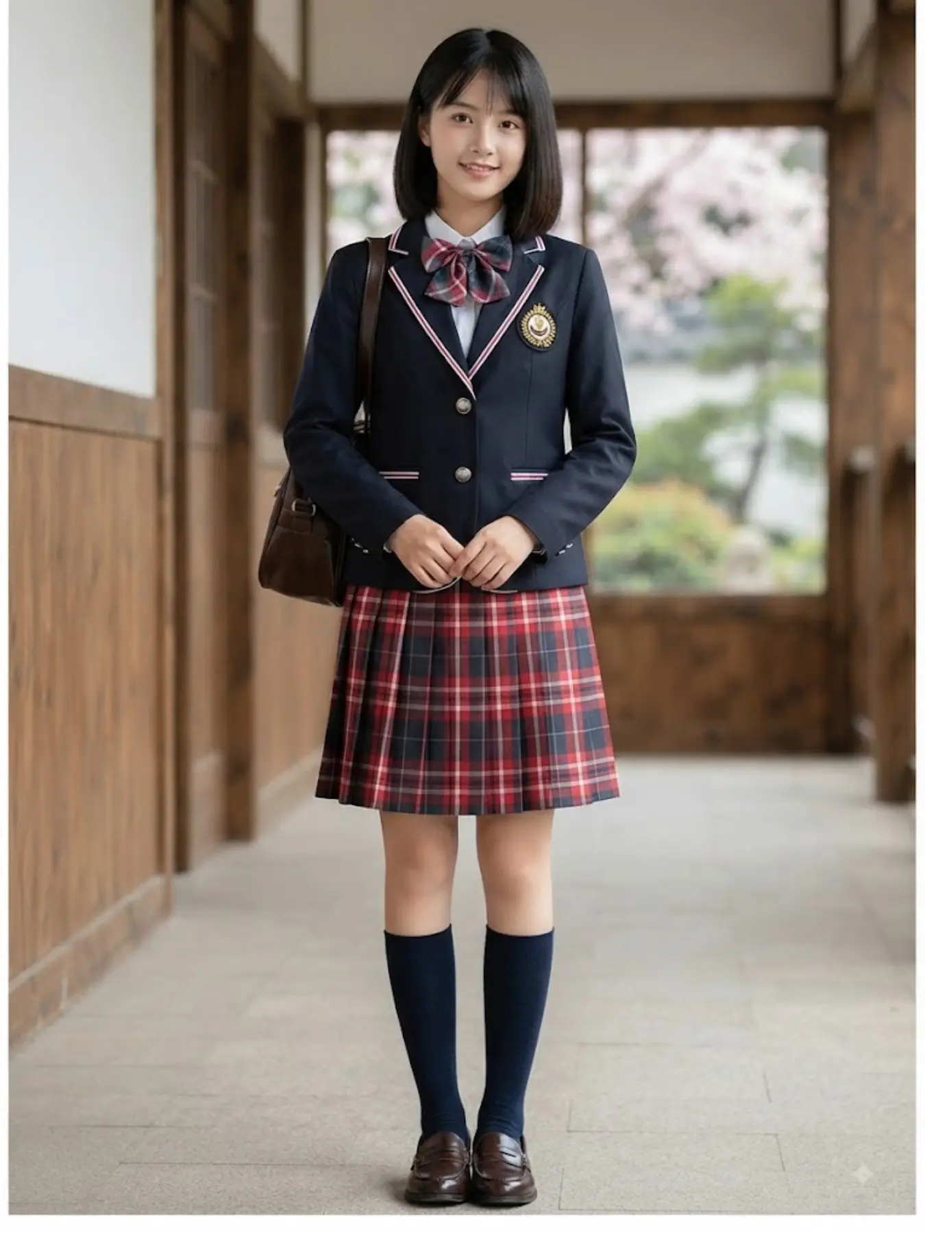 School Uniform Spring & Fall, Student Suit Set, British Style, Long Slim-Fitting, Solid Pattern, Unlined, Japanese Style