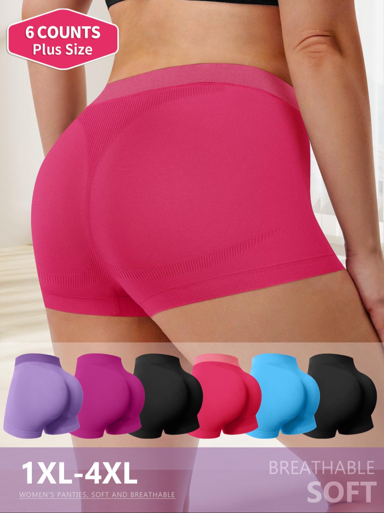 【Plus Size】 Solid Color Boyshorts, Soft Comfy Breathable Panty for Daily Wear, Women's Underwear for All Seasons