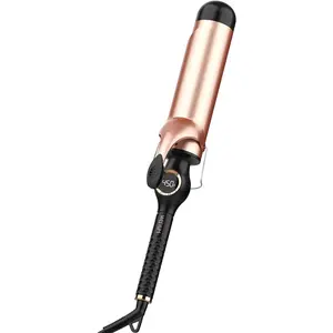 Large Curling Iron 2 Inch Ceramic Long Barrel Hair Curling Wand Hair Styling Tool Dual Voltage LCD Display Black