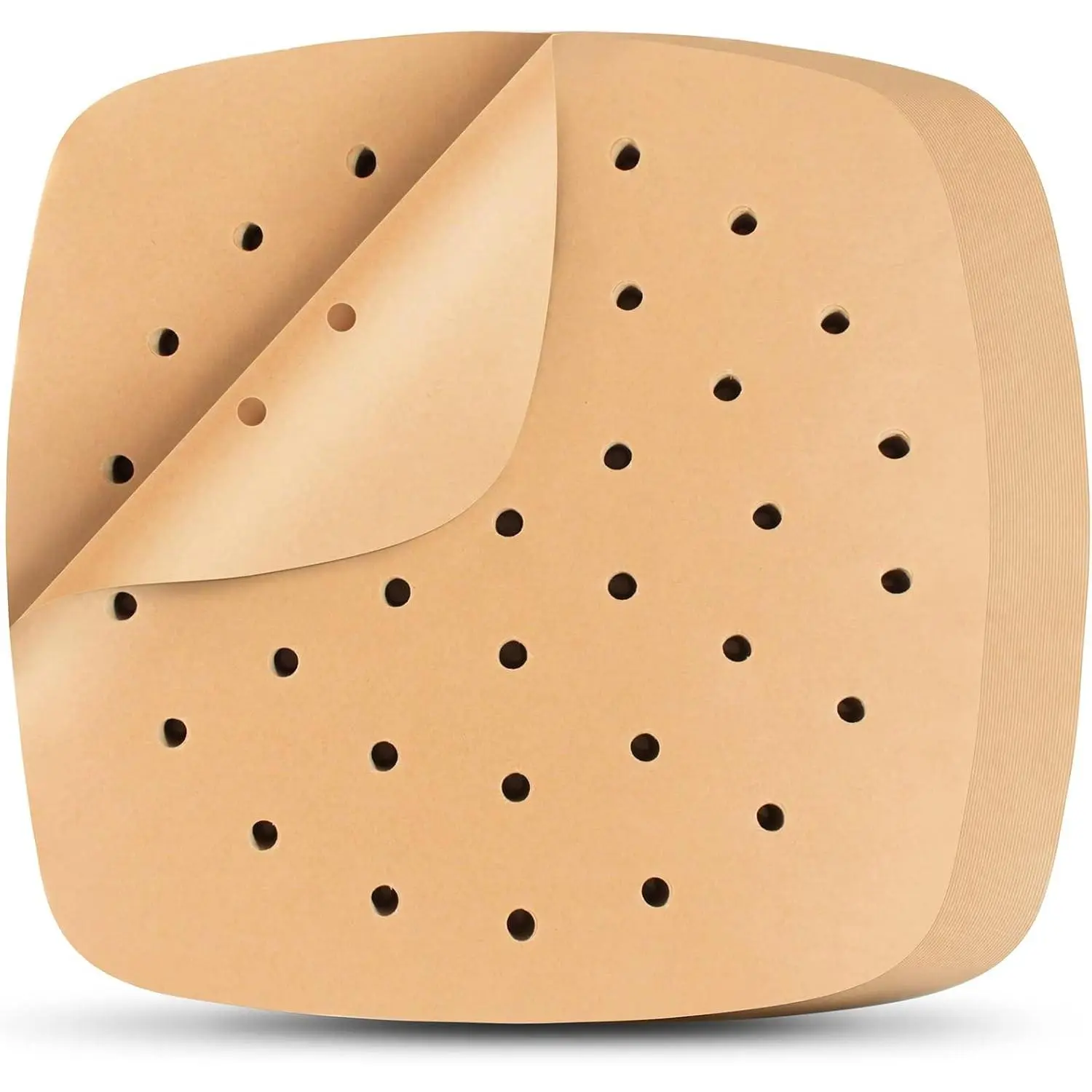 Air Fryer Liners, 200Pcs Square, 8.5 Inch Perforated Parchment Paper Sheets for Baking, Parchment Paper for Air Fryer and Bamboo Steaming Basket (Unbleached)