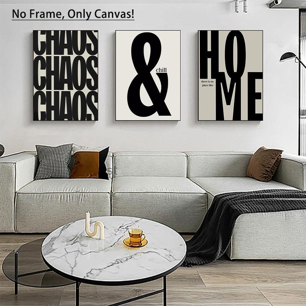 Modern Canvas Painting without Frame, Unframed Art Print, 3 Counts/set Fashion Letter Pattern Wall Art, Wall Decor, Art Wall Decoration for Home Living Room Bedroom Office