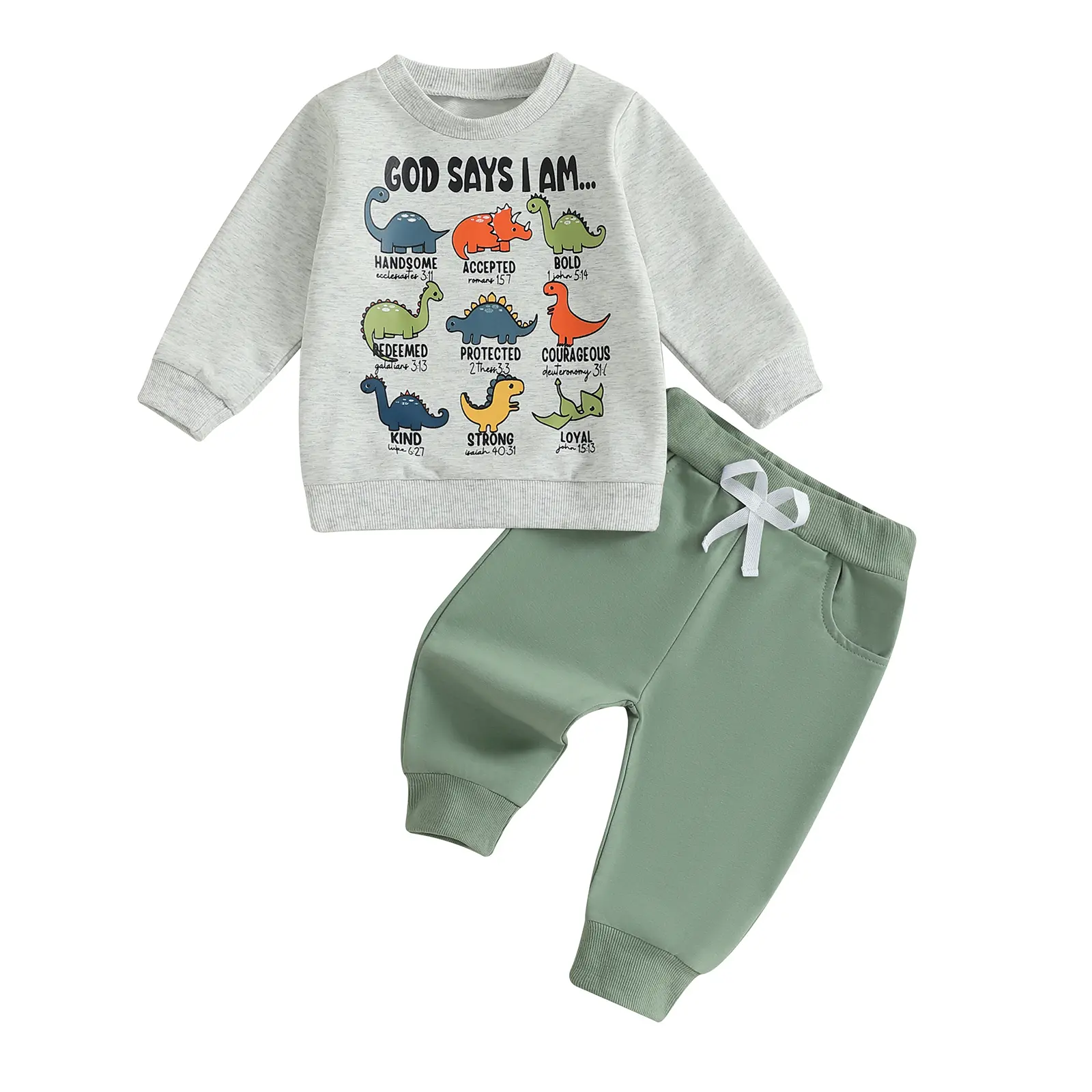 Toddler Baby Boy Dinosaur Tracksuit Set Long Sleeve Sweatshirt & Jogger Pants 2-Piece Outfit for Toddler Kids