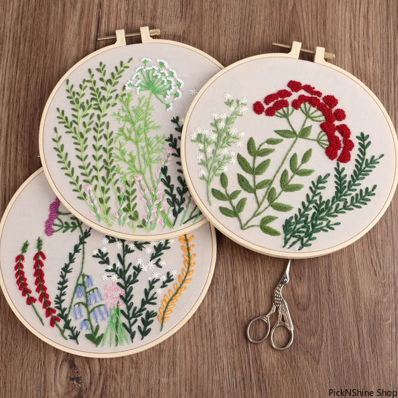 Beginner-Friendly Synthetic DIY Embroidery Kit - European-Style Floral Bouquet 1cx0458 Printed Fabric, Embroidery Hoop Included - Unisex Creative Fashion Accessory Set for Adults, Home Decor Gifts