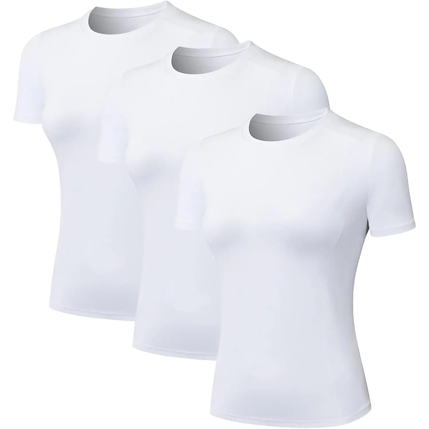 Women Compression Shirt Short Sleeve Workout Top, Crew Neck Athletic Quick Dry Gym Yoga Training Tee, Moisture Wicking Sports Base Layer for Running Fitness