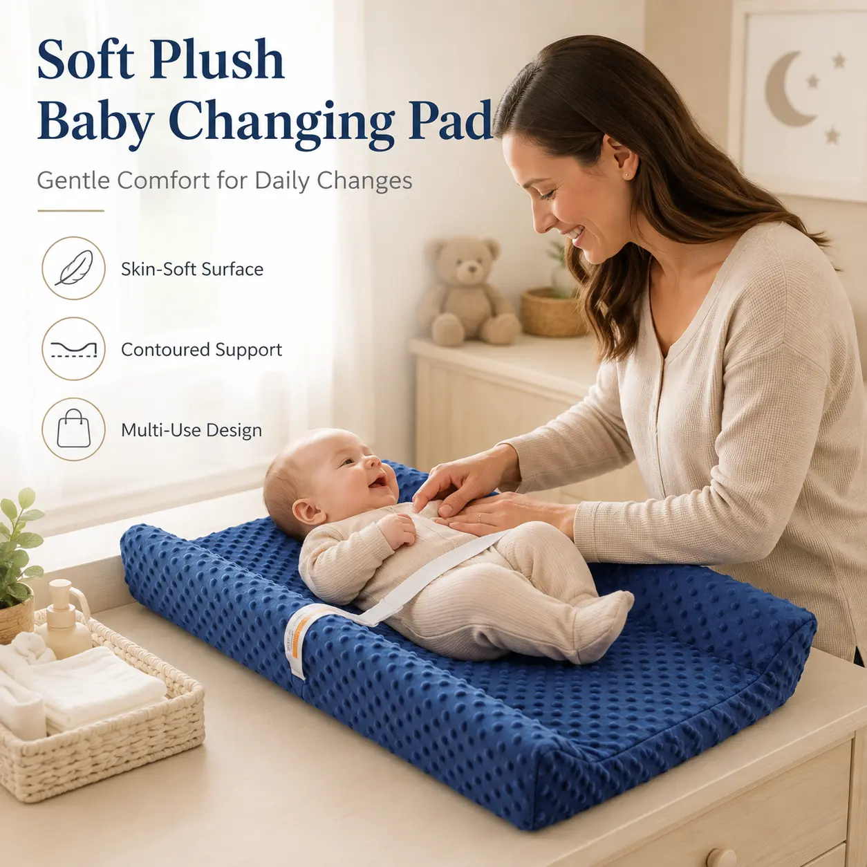 Diaper changing table cover, plush fabric, newborn baby care pad, massage and caressing pad, bed sheet, foreign trade