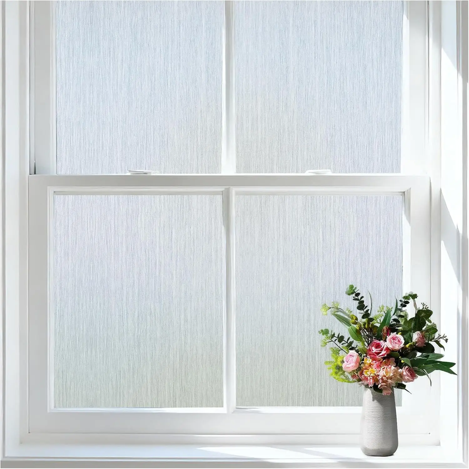 Frosted Glass Window  Film, Static Cling, Non-Adhesive UV & Heat Blocking Anti-Glare Window Clings, Removable  Stickers for  Bathroom Office, 17.5" x 78.7"