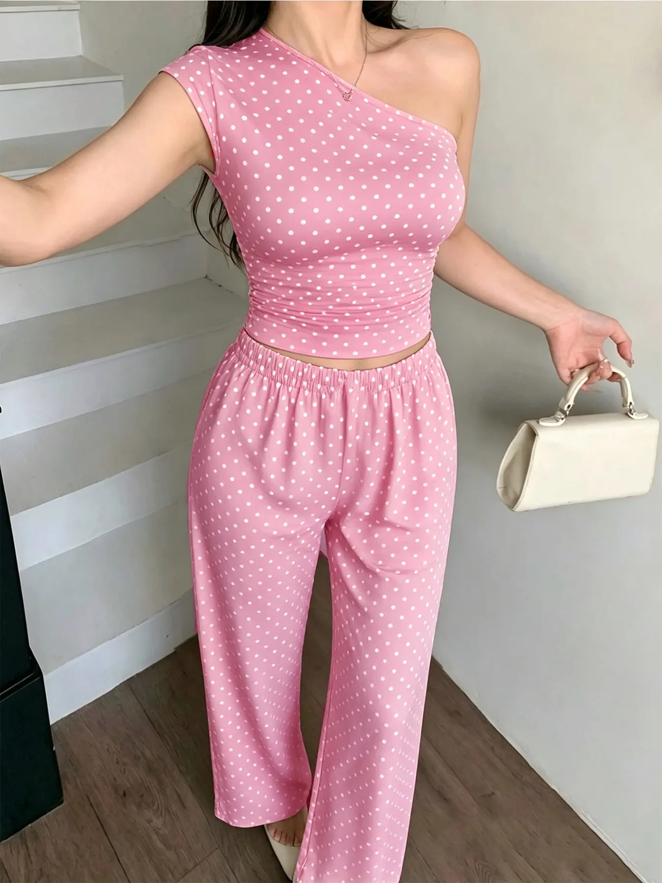 2-Piece Set, European Style Asymmetrical Sleeveless Top, Loose Long Pants, Comfortable Summer, Ideal for Shopping, Sleep, Travel