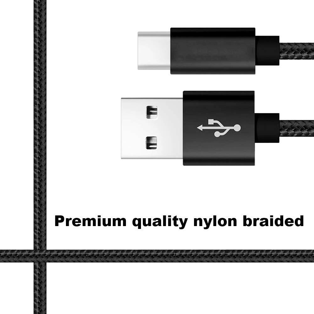 USB Type C , [2Pack] 2FT USB C  Nylon Braided Fast  for Galaxy S10 S9 S8 Plus Note 9 8, Pixel,  Z,  V30 V20 G5, Xperia,  and More (Black, 2 FT)