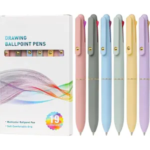 Multicolor Pens 6 Pack,4-in-1 0.5mm Colored Ballpoint Pen,19 Colors Retractable Multicolor Ink Pen,Nurse Accessories for Work,School Supplies,Gifts for Teen Girls (Morandi-19 Colors)