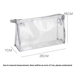 Transparent pvc cosmetic bag for women, portable travel office toilet bag storage plastic pencil bag storage bag