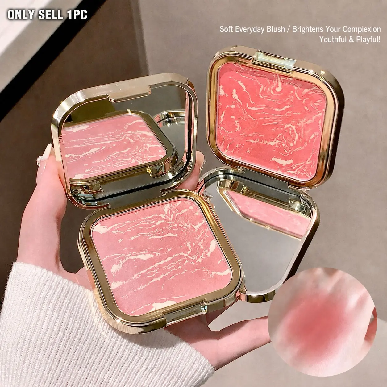 Soft Light Gradual Blush, Matte Natural Dimensional Energy Girl Five-Color Blush Powder, Youthful Cheek Color, Long-Lasting Wear, Lightweight Natural Look