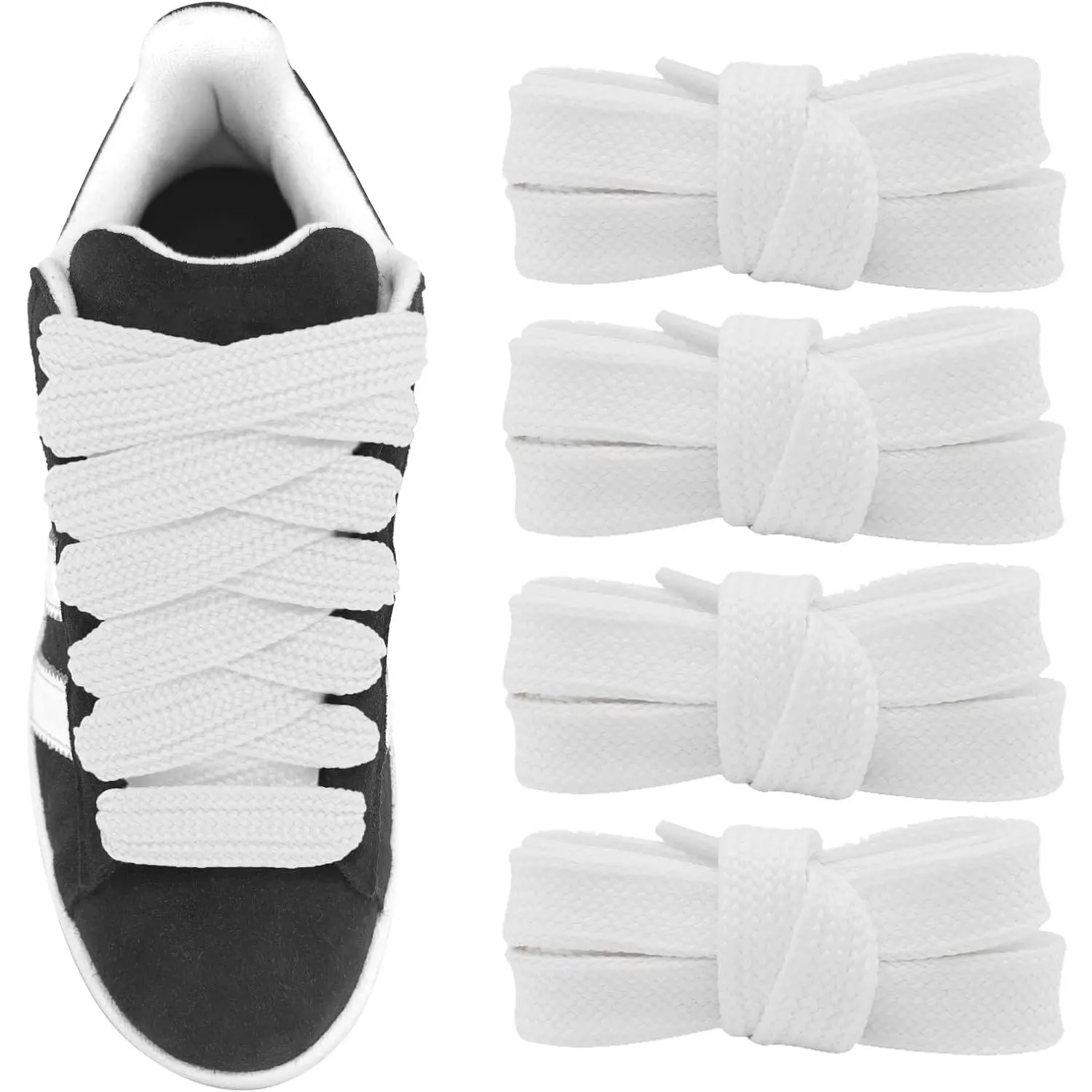 New 2 Pairs 3/4''Fat Shoe Laces, 36''-63''Length Flat Thick Wide Jumbo Shoelaces Replacement Laces
