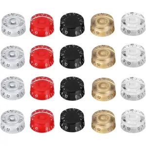 5 Colors 20 count Clear Digital Electric Guitar Knobs Black  Red Grey Speed Volume Tone Control Knobs  Pedal Control Knobs for Les Paul Electric Guitar Bass