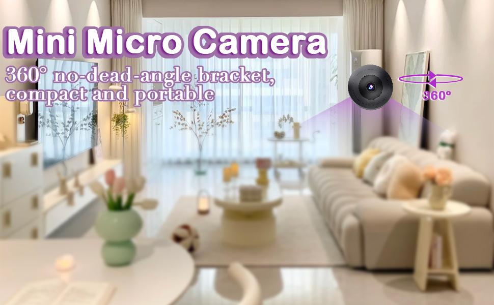 Hidden Camera with Audio/Video Mini Small Spy Cameras for Home Indoor Use Cam Night Vision and Motion Detection Baby Monitor Wireless Outdoor Nanny espias ocultas 360° WiFi Security Secret 2 clock wifi micro bedroom pequeñas surveillance