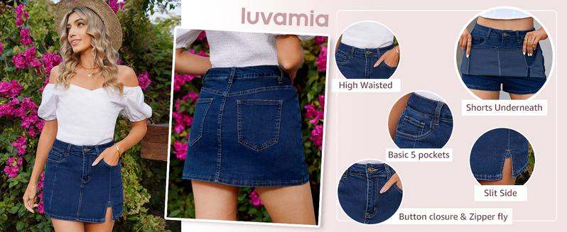 luvamia Skorts Skirts for Women Denim Mini Casual Oversize Skirt Side Slit with High Waisted Jean Shorts Stretchy Palda Minimalist jean shorts jorts Bottom Soft Black Womenswear luvamia Skorts Skirts for Women Denim Mini Casual Oversize Skirt Side Slit with High Waisted Jean Shorts Stretchy Palda Minimalist jean shorts jorts Bottom Soft Black Womenswear