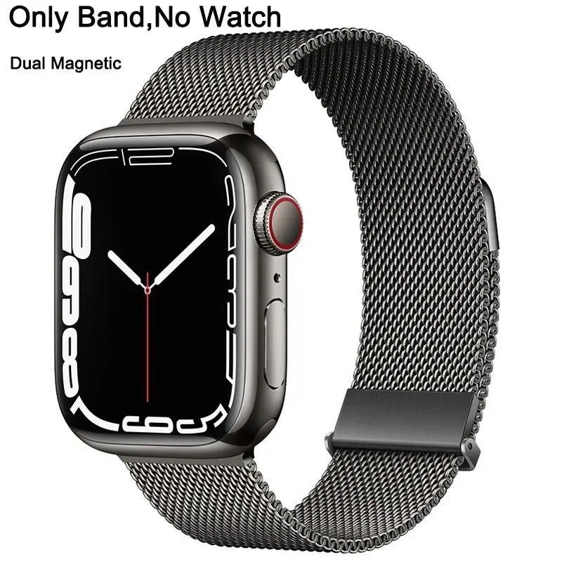 Dual Magnetic Milanese Loop Stainless Steel Band for Apple Watch Series 11/10/Ultra/SE/9/8/7/6/5/4/3/2/1, Adjustable Breathable Metal Mesh Replacement Strap