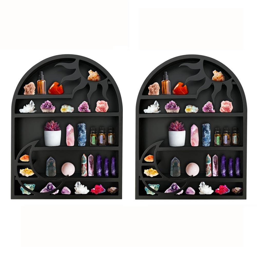 Wooden Crystal Display Rack, Multi-functional Witch Stone & Essential Oil Rack, Creative Multi-layer Storage Organizer for Home Decor, Display Shelf