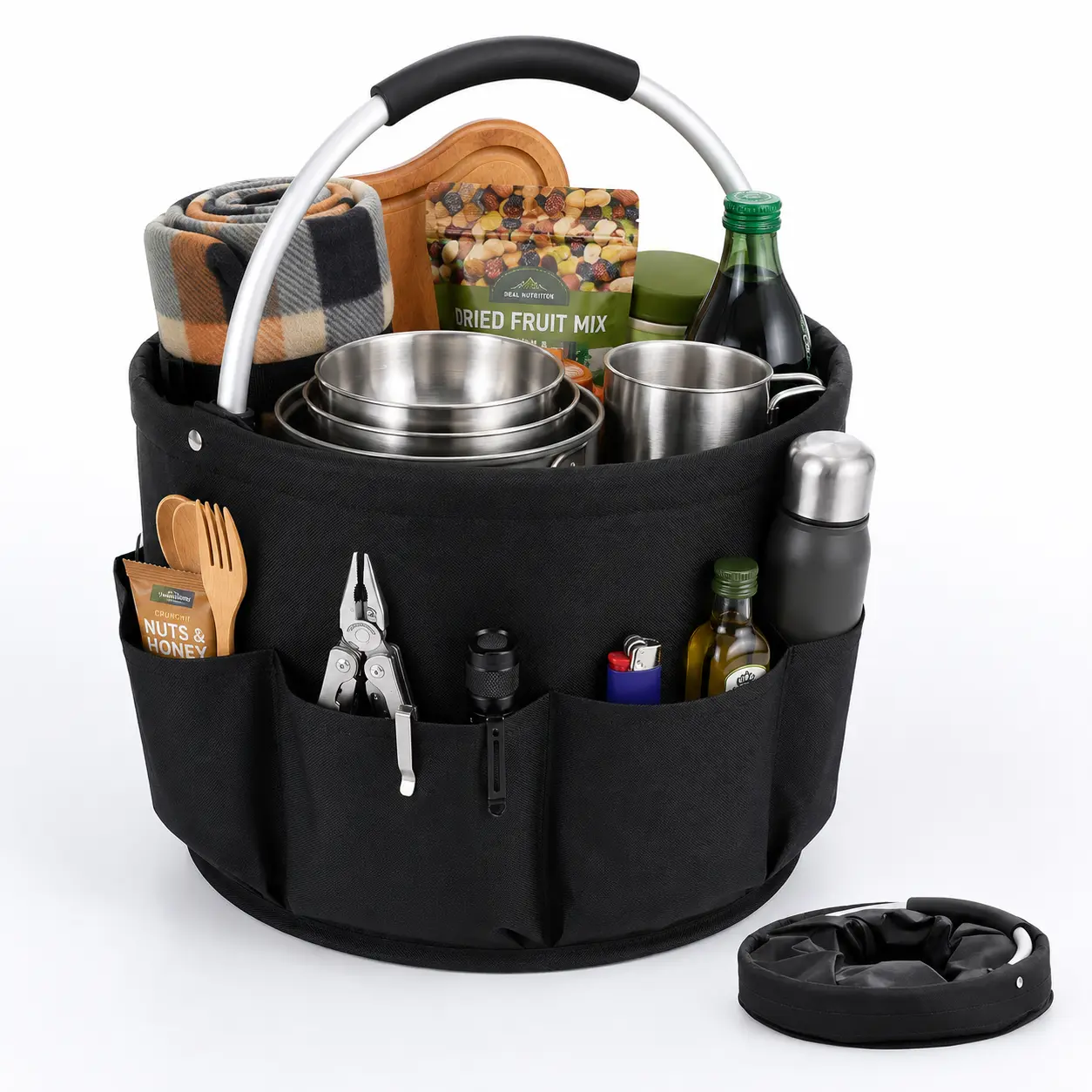 17L Foldable Cleaning Caddy Organizer, Portable Cleaning Supply Caddy with Handle & 6 Pockets, Storage Tote Bag for Home, Kitchen, Bathroom, Garden & Car