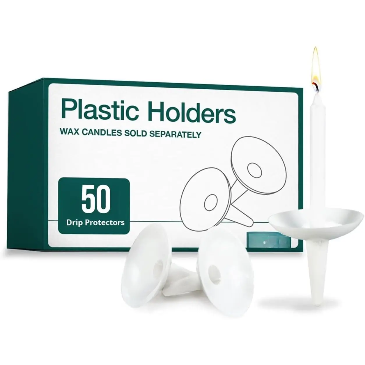 Candlelight Service  Plastic Candle Holders for Candlesticks - 50 count. Protector for Church Vigils, Memorial, Congregational, & Christmas Eve Candles