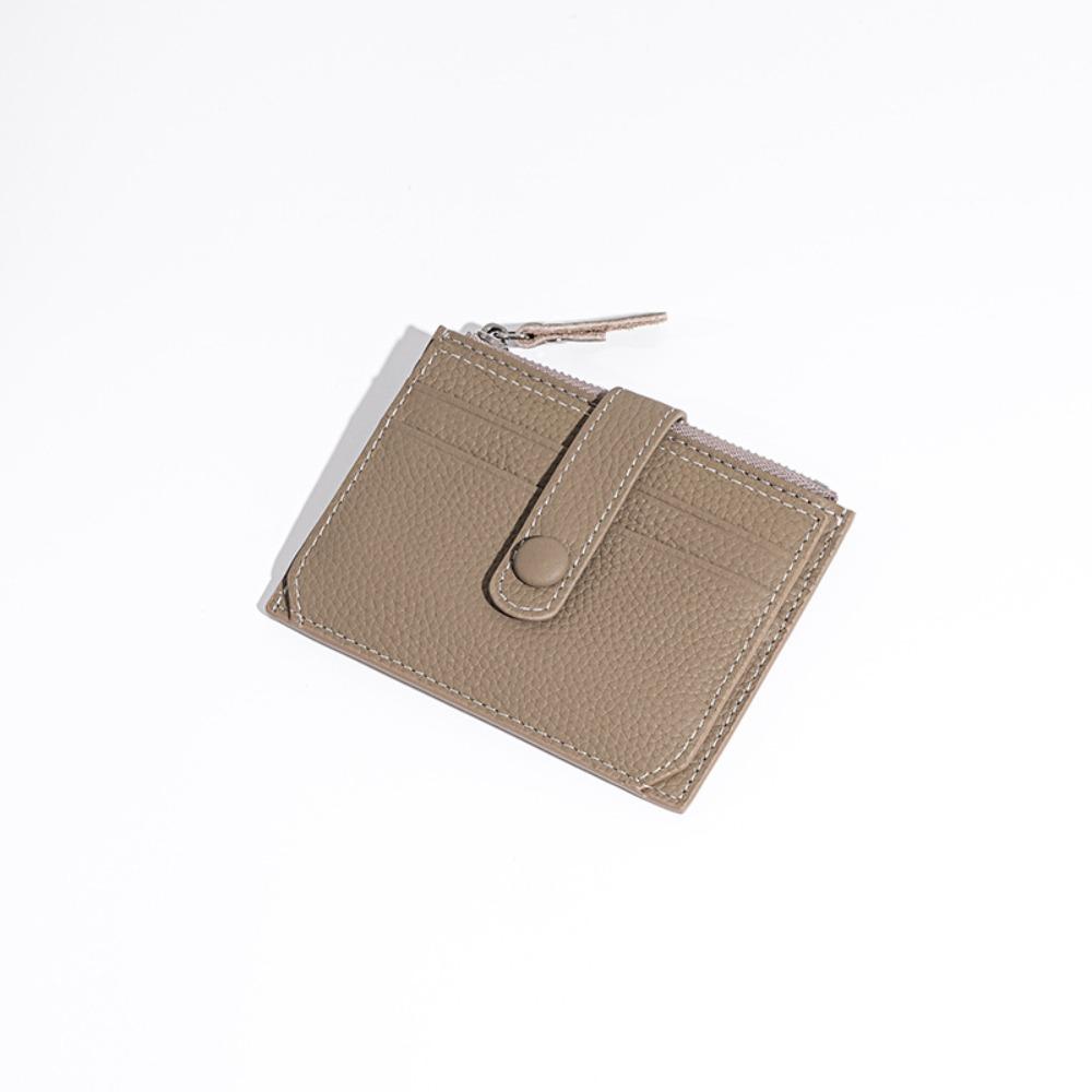 Leather Ultra-Thin Card Holder Wallet – Korean Multi-Card Zipper Change Bag, Mini Wallet for Commuters, First-Layer Cowhide Simple & Stylish Design